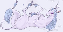 amalthea_(tlu) animal_genitalia anus blush equine female hooves horn horse mammal mane mythical nude pussy queensmate shy sketch supine the_last_unicorn unicorn