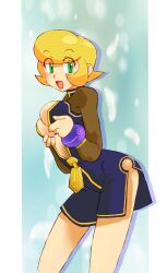 1girls blonde_hair breasts cleavage holding_breast matilda_caskett mega_man mega_man_legends milf