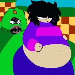 burp fat fat_belly hands_on_belly huge_ass needlemouse_(series) sarah_henderson_(needlemouse) sonic.exe