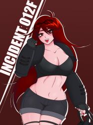 agent_gf_(friday_night_funkin) auburn_hair big_breasts clothing female friday_night_funkin friday_night_funkin_mod girlfriend_(friday_night_funkin) glasses long_hair lullnyx red_nails smile solo thick_thighs