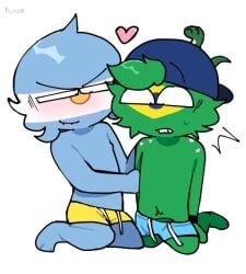 2boys argentina_(countryhumans) brazil_(countryhumans) clothing countryhumans duo gay heart lowres male penis princedoesstuff shirtless snake white_background