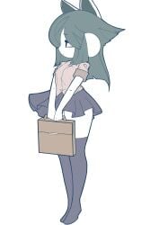 1girls 2d_(artwork) 4_ears adorable anthro big_eyes black_legwear cat_ears cat_humanoid cat_tail catgirl college_student cute_expression cute_face grey_hair hss_dada large_breasts leggings looking_away simple_background skirt tagme temmie temmie_(undertale) undertale undertale_(series) waiting white_body white_fur wide_hips