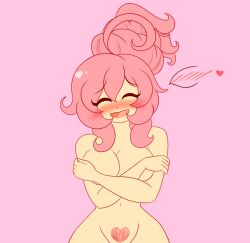 1girls blush breasts closed_eyes completely_nude covering embarrassed embarrassed_nude_female enf female limbros melody_(limbros) nude pink_hair pubic_hair tagme