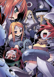 ahe_gao armor bangs bare_shoulders blonde_hair blue_eyes blue_skin blush breasts brown_hair clenched_teeth clothed_sex clothing convenient_censoring corruption empty_eyes etrian_odyssey everyone faceless fantasy fellatio female fucked_silly fur_trim gauntlets green_eyes group_sex gunner gunner_(etrian) hair_over_eyes hair_over_one_eye hat long_hair medic medic_(sekaiju) midriff monster_girl mound_of_venus multiple_girls naughty_face navel no_panties nude open_fly open_mouth oral orange_hair paladin_(sekaiju) payot photoshop pink_eyes ranger_(sekaiju) rape red_eyes red_hair restrained sailor_collar saliva scarf sekaiju_no_meikyuu short_hair shorts shorts_pull slime smile spread_legs swordsman_(sekaiju) tears tentacle tomoshibi_hidekazu tongue torn_clothes transformation unzipped yuri