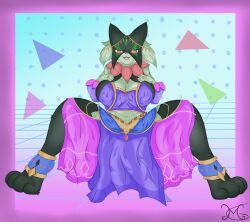 1girls dancer_style_meowscarada feline female female_only furry looking_pleasured meowscarada nintendo open_legs pokémon_(species) pokemon pokemon_unite solo