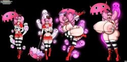 bimbofication brain_drain breast_expansion female female_only ghost high_heels high_socks huge_breasts huge_nipples hypnosis massive_breasts mind_control one_piece perona pink_hair schinkn striped_legwear transformation twintails umbrella