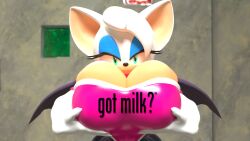 1girls 3d 3d_model anthro big_breasts breasts breasts_bigger_than_head cleavage female got_milk got_milk? grabbing_own_breast huge_breasts large_breasts massive_breasts mobian mobian_(species) mobian_bat rouge_the_bat sega shocking_(artist) solo sonic_(series) sonic_adventure_2 sonic_the_hedgehog_(series)