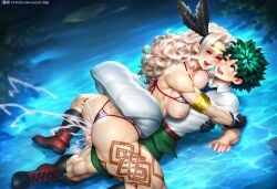 ai_generated amazon_(dragon's_crown) big_breasts bikini boku_no_hero_academia couple crossover curvy curvy_female curvy_figure dragon's_crown dreson huge_breasts izuku_midoriya my_hero_academia nude vaginal_penetration vaginal_sex