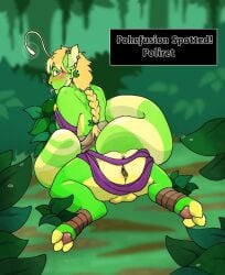 1boy anthro anus ass balls blonde_hair blush bodily_fluids braided_hair braided_ponytail cel_shading clothed clothing cuntboy cuntboy_focus cuntboy_only ear_piercing ear_ring forest forest_background full-package_cuntboy furret fusion generation_2_pokemon genital_fluids genitals green_body hair herm hermaphrodite humanoid hybrid intersex intersex_focus intersex_only long_tail looking_back lure_(anatomy) male male_focus male_only maleherm maleherm_focus maleherm_only multi_genitalia nature nature_background nintendo partially_clothed pawpads paws penis piercing plant pokefusion pokefusion_(puppetmaster13uwu) pokemon pokemon_(species) pokemon_fusion politoed ponytail presenting presenting_hindquarters presenting_pussy puppetmaster13uwu pussy ring_piercing shaded solo solo_focus tail text_box tongue tongue_out tree yellow_pattern