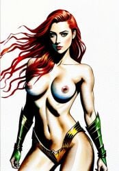 ai_generated aquaman aquaman_(series) breasts mera naked red_hair watercolor