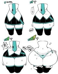 ass_expansion dizzyspells female growth hatsune_miku hip_focus huge_ass midriff navel panties ripped_clothing skirt thick_thighs thigh_expansion thighhighs thighs transformation vocaloid wide_hips