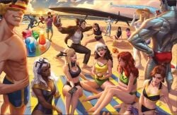 beach bikini cyclops_(x-men) dark-skinned_female dark_skin ejikure emma_frost gambit jean_grey jubilee kitty_pryde magik_(illyana_rasputin) marvel marvel_comics mystique ororo_munroe psylocke rogue_(x-men) storm_(x-men) summer wholesome wolverine_(x-men) x-23 x-men x23