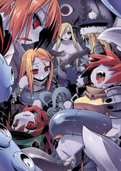 ahe_gao armor bangs bare_shoulders black_sclera blonde_hair blue_skin breasts brown_hair clenched_teeth clothed_sex clothing convenient_censoring corruption empty_eyes etrian_odyssey everyone faceless fangs fantasy fellatio female fucked_silly fur_trim gauntlets group_sex gunner gunner_(etrian) hair_over_eyes hair_over_one_eye hat long_hair medic medic_(sekaiju) midriff monster_girl mound_of_venus multiple_girls naughty_face navel no_panties nude open_fly open_mouth oral orange_hair paladin_(sekaiju) payot photoshop ranger_(sekaiju) rape red_eyes red_hair restrained sailor_collar saliva scarf sekaiju_no_meikyuu short_hair shorts shorts_pull slime smile spread_legs swordsman_(sekaiju) tears tentacle tomoshibi_hidekazu tongue torn_clothes unzipped yuri