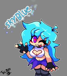 big_ass big_breasts cleavage clothed female female_only friday_night_funkin no_bra revealing_clothes sideass sky_(friday_night_funkin) skyblue takiray teasing