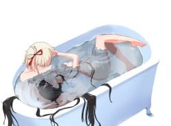 2girls bathtub inoue_takina lycoris_recoil marima666_(artist) multiple_girls nishikigi_chisato partially_submerged submerged yuri