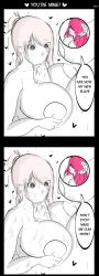 1futa 1girls areolae artist_request big_breasts big_penis breasts cum demon dialogue duo ejaculation english_text erection fellatio female futa_on_female futanari human humanoid humanoid_penis intersex light_skin nipples nude oral orgasm original_character paizufella paizuri penis red_hair sex sketch source_request spot_color text