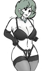 big_ass big_breasts big_thighs brawl_stars breasts female_only green_hair happy lette_123 lingerie lingerie_panties lola_(brawl_stars) milf thigh_highs thighs