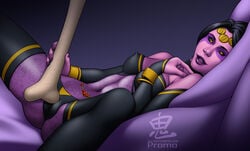 1girls belly black_hair black_sclera bracelet breasts cleavage covered_nipples erect_nipples facial_mark female female_only jewelry large_breasts legs lips long_hair makeup marvel marvel_comics navel oni_(artist) open_mouth purple_lips purple_lipstick purple_skin shiklah solo succubus teeth thighs tongue yellow_eyes