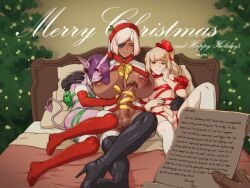 1futa 2boys ass black_gloves black_nails blonde_hair blunt_bangs brown_eyes christmas closed_eyes closed_mouth colored_skin dahlia_(sulcate) dark-skinned_futanari dark_skin demon_boy demon_horns demon_tail elbow_gloves erection eyepatch femboy feminine_male flaccid futa_is_bigger futa_on_male futa_with_male futanari girly gloves highres horns inverted_nipples male merry_christmas multiple_boys original otoko_no_ko penis penis_size_difference pink_hair pink_skin pointy_ears purple_eyes purple_hair red_gloves red_thighhighs shiny_skin short_hair short_ponytail side_ponytail sitting smug sulcate tail testicles thighhighs trap veins veiny_penis white_thighhighs wholesome wholesome_hug wholesome_nudity