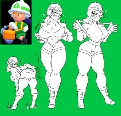 1girls ass bra brawl_stars constructor_jacky_(brawl_stars) helmet jacky_(brawl_stars) large_breasts slapping_butt solo undressing