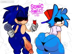 <3_eyes 2023 2boys anthro anthro_on_anthro anthrofied ass ass_cleavage balls bent_over big_butt big_penis black_clothing black_nose black_panties black_sclera black_underwear blue_balls blue_body blue_clothing blue_fur blue_hat blue_headwear blush bodily_fluids bouncing_butt boyfriend_(fnf) boyfriend_(friday_night_funkin) breath butt_crack clothed clothing condom cookizzz222 drooling electronics encore_boyfriend_(fnf_mod) erection eulipotyphlan femboy femboyfriend friday_night_funkin friday_night_funkin' fur gay genitals girly grin half-closed_eyes hat headgear headwear heart heart-shaped_pupils hedgehog hi_res holding_condom holding_microphone holding_object huge_butt huge_cock huge_thighs humanoid_genitalia humanoid_penis imminent_sex looking_at_another looking_back looking_down male male/male mammal microphone narrowed_eyes panties panties_down partially_clothed penis red_clothing red_eyes red_hat red_headwear red_penis saliva sega sexual_barrier_device sharp_teeth shirt smile sonic.exe sonic.exe_(character) sonic.exe_(creepypasta) sonic.exe_(series) sonic_(series) sonic_the_hedgehog sonic_the_hedgehog_(series) tan_body tan_fur tan_inner_ear tan_penis teeth thick_thighs tight_clothing topwear twerking underwear underwear_down vein veiny_penis video_games white_body white_clothing white_fur white_shirt white_topwear wide_hips