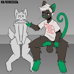 anthro balls cuntboy duo emi_05_owo genitals half-erect hi_res intersex intersex/male male male/male mammal meme murid murine penis rat rodent saggy_balls ych_(character)