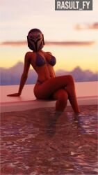 1girls 3d big_breasts bikini bikini_top bo-katan_kryze breasts clone_wars female helmet light-skinned mandalorian nipples rasult-fy solo solo_focus star_wars star_wars_rebels swimsuit tagme warrior