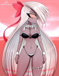 bikini bikini_top breasts female hazbin_hotel long_hair source_request tagme vaggie_(hazbin_hotel)