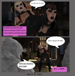 2girls 3d alstair2 batman:_arkham_city batman_(series) catwoman catwoman_(arkham) catwoman_(arkham_city) comic comic_page cuntbusting dc dc_comics harley_quinn harley_quinn_(arkham) harley_quinn_(arkham_city) low_blow multiple_girls selina_kyle