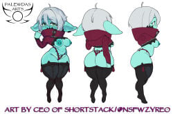 areola areolae big_ass big_breasts big_butt breasts breasts_out character_sheet clothed clothing ear_piercing female goblin goblin_female green_eyes nipple_piercing nipples oc original_character panties pubic_tattoo reference_sheet revealing_clothes scar scar_on_face shortstack socks stella_(palewdasarts) stockings tagme tattoo tattoos tramp_stamp turquoise_body turquoise_skin warlock white_hair zyreo