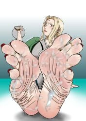 1girls after_footjob artist_request barefoot big_feet blonde_hair blush blushing brown_eyes cum cum_on_feet cum_on_soles feet feet_focus foot_fetish foot_focus large_breasts long_hair long_toenails long_toes looking_at_viewer mature_female meaty_soles milf nail_polish naruto naruto_(classic) naruto_(series) naruto_shippuden nonameandy presenting_feet red_nails red_toenail_polish red_toenails sitting sole_female soles solo solo_female toe_ring toenail_polish toenails tsunade wrinkled_feet wrinkled_soles