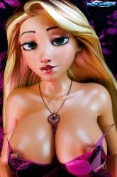 1girls 3d big_ass big_breasts big_butt blonde_hair disney green_eyes long_hair looking_at_viewer nipple_slip no_bra rapunzel shinteo5 skyblade3dx solo tangled thick_thighs watermark zetasaintart