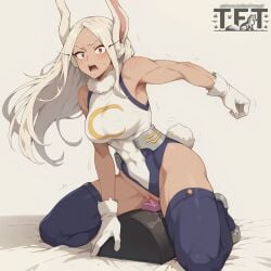 1girls ai_generated bunny_ears bunny_girl bunny_tail female female_only hero_outfit_(mha) mirko miruko my_hero_academia orgasm red_eyes rumi_usagiyama sex_machine solo sybian touchfluffytails white_hair