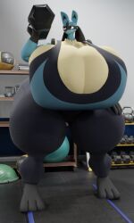 big_ass big_breasts breasts bubble_butt darkdraketom huge_ass huge_breasts lucario pokemon pokemon_(species) thick_thighs wide_hips