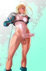 1futa abs areolae balls ballsack big_breasts big_penis black_pants blonde_hair blue_eyes blue_shoes breasts cammy_white clothed clothing collar dick dickgirl erect_penis erection erection_under_clothes futa_only futanari gloves highres human leotard light-skinned_futanari light_skin lips low-angle_view nipples partially_clothed penis short_hair showing_breasts showing_penis smooth_balls smooth_penis solo spandex spandex_suit standing street_fighter street_fighter_6 tan tan-skinned_futanari tanline tomoyuki_kotani uncensored white_jacket