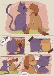 2024 2boys anthro blush canine cat_ears cat_tail catnap_(poppy_playtime) comic couple cute dog_ears dog_tail dogday_(poppy_playtime) feline femboy flustered furry furry_only gay girly holding_hands kissing male/male no_humans poppy_playtime question_mark romantic sitting smiling_critters surprised tailwag yumetired