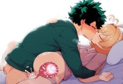 1boy ai_generated alternate_hair_color androgynous boku_no_hero_academia cum cum_in_pussy cuntboy dreson feminization feminized_young_males fertilization impregnation izuku_midoriya komi-san_wa_komyushou_desu my_hero_academia osana_najimi vaginal_penetration vaginal_sex