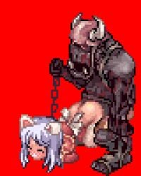 animated chains cum cum_in_pussy dog_ears female high_priest high_priest_(ragnarok_online) male orc orc_male pixel_art purple_hair ragnarok_online straight vaginal_penetration zombie