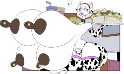 breasts cow_girl cow_print da-fuze homestuck hyper hyper_breasts multi_breast rose_lalonde tagme thighhighs waitress