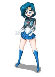 1girls ami_mizuno assimilation bishoujo_senshi_sailor_moon clothing female female_only fully_clothed large_ass large_breasts marvel metal_transformation metallic_body mid-transformation miniskirt revealing_clothes robot robot_girl robotization rosvo sailor_mercury skirt solo thick_thighs transformation ultron wide_hips