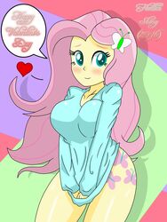 1girls bed big_breasts blush breasts equestria_girls female female_only fluttershiny fluttershy_(eg) fluttershy_(mlp) friendship_is_magic hasbro large_breasts my_little_pony sleep_shirt solo straight_hair swagalicious-tony