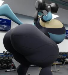 big_ass big_breasts breasts bubble_butt darkdraketom huge_ass huge_breasts lucario pokemon pokemon_(species) thick_thighs wide_hips