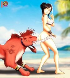 ass breasts coppertone female final_fantasy final_fantasy_vii final_fantasy_vii_rebirth final_fantasy_vii_remake moon_pearl red_xiii succubi_samus swimsuit tifa_lockhart