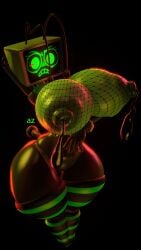 1girls 3d 3d_animation angry angry_face azikdoesart black_body dandy's_world female lactating lactation looking_at_viewer naked naked_female nipples nude nude_female object_head robot robot_girl robot_humanoid solo solo_female tv_head twisted_vee_(dandy's_world) vee_(dandy's_world)