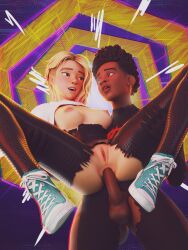 1boy 1girls 3d anal anal_sex canon_couple couple dark-skinned_male edit gwen_stacy gwen_stacy_(spider-verse) in_love interracial light-skinned_female marvel miles_morales petite redvenom ripped_clothing romantic_couple skinny skinny_female spider-gwen spider-gwen_(spider-verse) spider-man:_across_the_spider-verse spider-man_(series) suit superheroine wholesome wholesome_sex