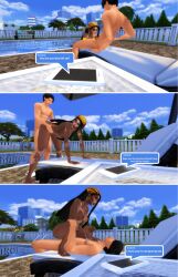 3d cheating cheating_female cheating_wife comic cowgirl_position dark-skinned_female dark_skin doggy_style fellatio interracial lounge_chair older_female phone pof3445 poolboy text_box the_sims the_sims_4 vitiligo younger_male