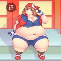 bbw belly_overhang big_belly big_female blush blush chubby chubby_female embarrassed fat fat_ass fat_female fat_fetish fat_girl fat_woman fatty large_female may_(pokemon) obese obese_female overweight overweight_female pig plump pokemon pokemon_rse pork_chop thick_thighs tubby weight_gain