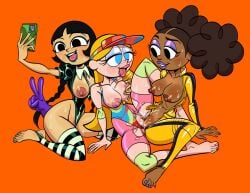 asian asian_female black_hair blonde_hair brown_hair cartoon_network cellphone dark-skinned_female dark_skin dee_dee_(dexter's_laboratory) dexter dexter's_laboratory female female_focus female_only interracial lee_lee light-skinned_female light_skin mee_mee pussy_ejaculation squirting squirting_while_tribbing tagme threesome tooop tribadism yuri