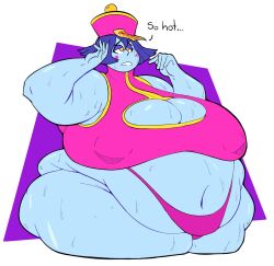 1girls 2022 absurd_res bbw belly belly_overhang blue_body blue_skin breasts capcom cleavage cleavage_cutout darkstalkers english english_text exhausted fat female female_focus hips hsien_ko huge_belly huge_breasts huge_thighs jiangshi kaboodledoodles lei-lei lei_lei morbidly_obese morbidly_obese_female nipple_bulge obese obese_female overweight overweight_female plump purple_hair short_hair solo solo_female solo_focus sweat sweating text thick_thighs thighs thong voluptuous wide_hips