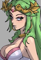 1girls breasts female female_only gingrjoke green_eyes green_hair kid_icarus nintendo palutena solo tagme